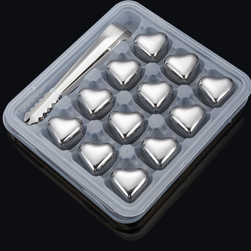 Ensemble de glaçons réutilisables en acier inoxydable en forme de cœur