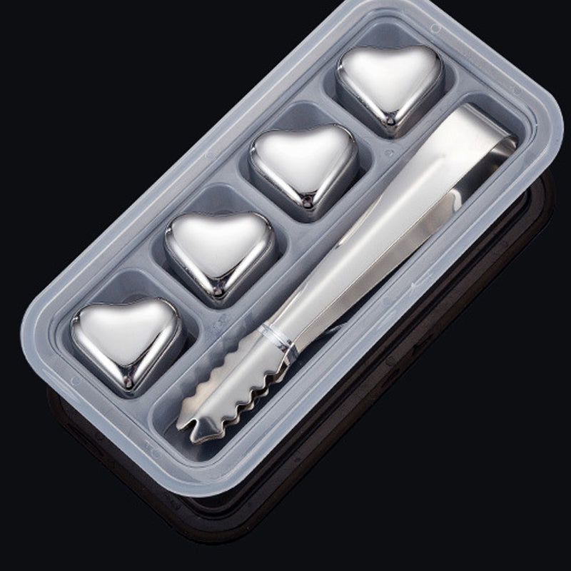 Ensemble de glaçons réutilisables en acier inoxydable en forme de cœur