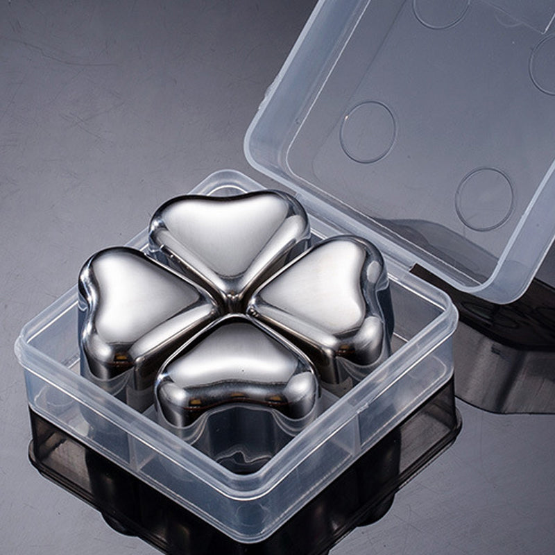 Ensemble de glaçons réutilisables en acier inoxydable en forme de cœur