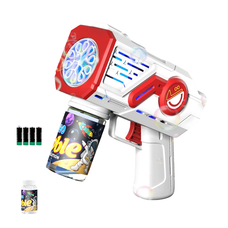 🌈Pistolet à bulles d'astronaute électrique avec lumières LED🎉 Amusez-vous sans fin avec un seul bouton