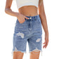 Bermuda en jean déchiré taille haute pour femme