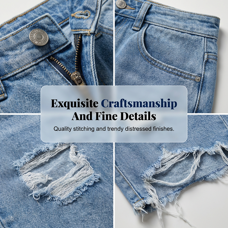 Bermuda en jean déchiré taille haute pour femme