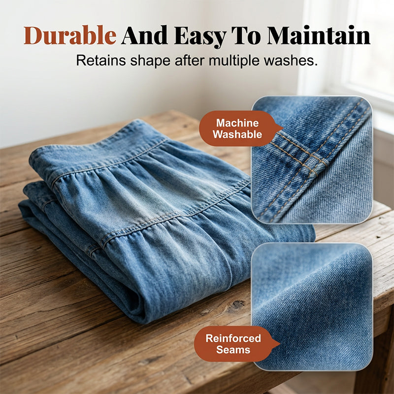 👗 PROMO LIMITÉE 63% DE RÉDUCTION ! ✨ Jupe Maxi Denim – Taille Haute, Évasée, Étagée ✨