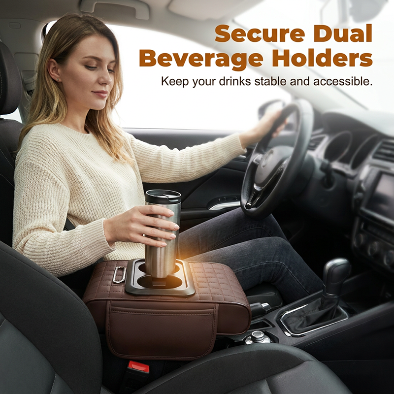 📢 50% DE RÉDUCTION ! ⏰ Boîte de Rangement Multifonctionnelle pour Console de Voiture – Porte-Gobelets, Distributeur de Mouchoirs & Appui-Bras Matelassé – Compatible avec la Plupart des Véhicules 🚗✨