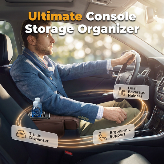 📢 50% DE RÉDUCTION ! ⏰ Boîte de Rangement Multifonctionnelle pour Console de Voiture – Porte-Gobelets, Distributeur de Mouchoirs & Appui-Bras Matelassé – Compatible avec la Plupart des Véhicules 🚗✨
