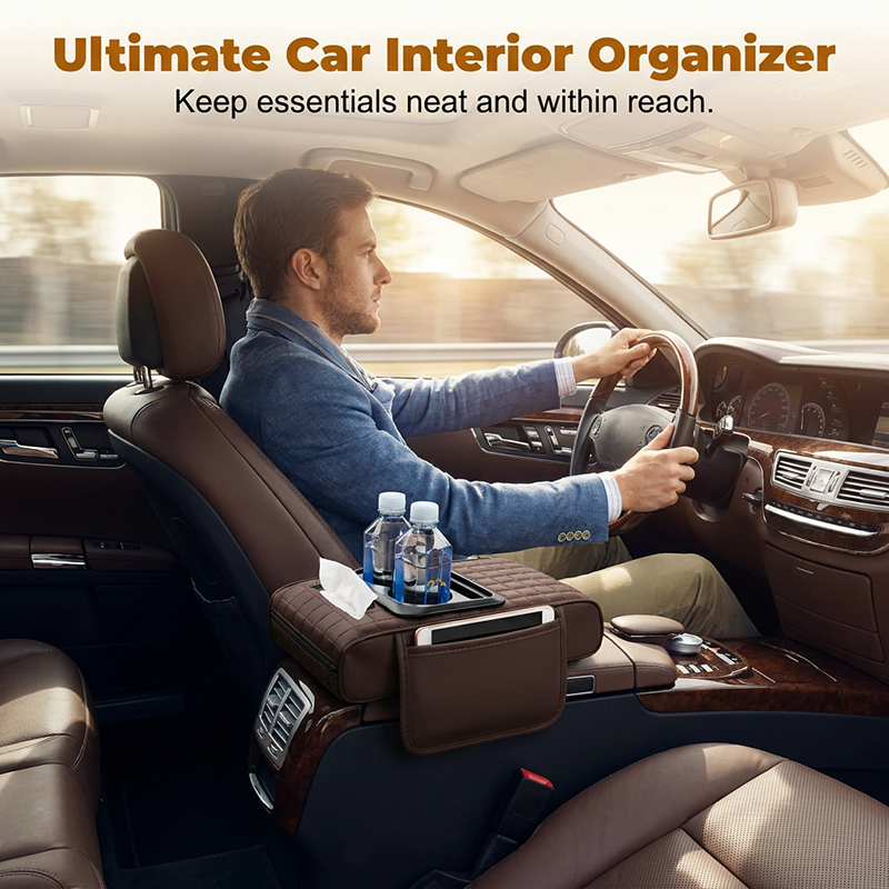 📢 50% DE RÉDUCTION ! ⏰ Boîte de Rangement Multifonctionnelle pour Console de Voiture – Porte-Gobelets, Distributeur de Mouchoirs & Appui-Bras Matelassé – Compatible avec la Plupart des Véhicules 🚗✨