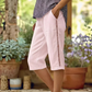 Pantalon d'été capri pour femme avec détails en dentelle
