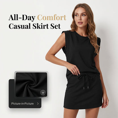🌺🔥 50 % DE RÉDUCTION ⏰ Ensemble moderne pour femme – haut sans manches et jupe à cordon ✨ léger, élégant et parfait pour l'été ☀️