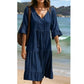 👗Robe midi à volants pour femme, col en V et nœud à pompons