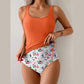 Maillot de bain deux pièces pour femme, taille haute, à motif floral et dos nu