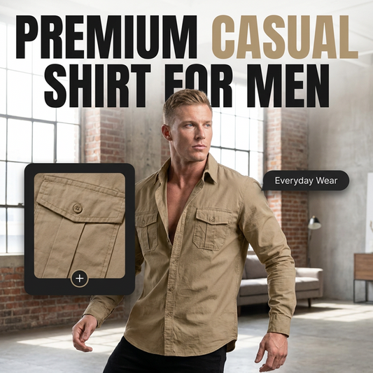 Chemise décontractée à manches longues pour homme, avec poches
