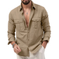 Chemise décontractée à manches longues pour homme, avec poches