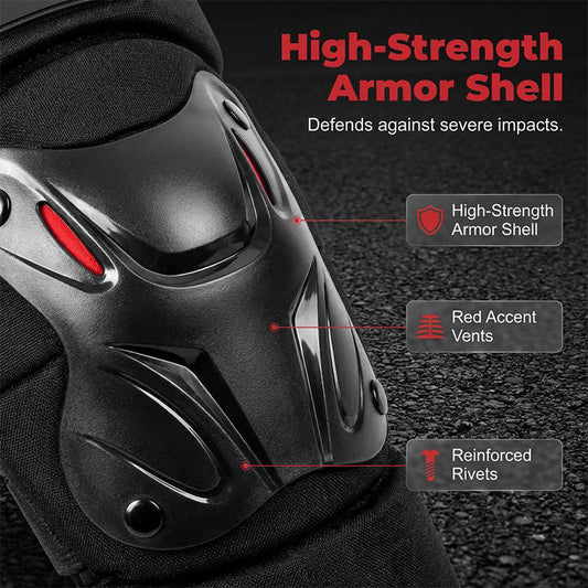 🛡️ PROMO LIMITÉE 51% DE RÉDUCTION ! ✨ Lot Protège-Genoux & Coudes Moto – Coque Rigide, Rembourrage HD, Réglable 🏍️
