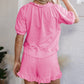 📢📢50 % DE RÉDUCTION !! ⏰Ensemble 2 pièces femme – T-shirt zippé & short à volants, tendance été !