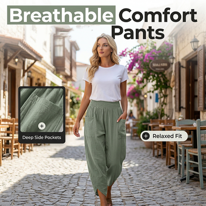 Pantalons sarouel décontractés pour femme en mélange lin