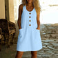 ✨ Robe sans manches lin-coton, col en U et poches