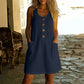✨ Robe sans manches lin-coton, col en U et poches