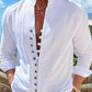 👕🌊 PROMO FLASH 50% ! Chemise Homme Été en Lin – Respirante, Légère, Col Stand, 4 Couleurs, Taille M-3XL, Parfaite pour Vacances & Quotidien 🌴