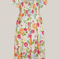 ⏰Soldes d'été : 67 % de réduction💃Robe midi à fleurs, col carré et smocks, avec poches