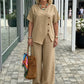 👕 LIMITED-TIME 67% OFF! ✨ Button Detail Top & Pants Set – Linen Blend, Wide-Leg, Relaxed 🍂