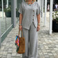 👕 LIMITED-TIME 67% OFF! ✨ Button Detail Top & Pants Set – Linen Blend, Wide-Leg, Relaxed 🍂