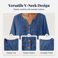 Robe en lin à col en V brodée pour femme