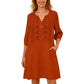 Robe en lin à col en V brodée pour femme
