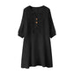 Robe en lin à col en V brodée pour femme