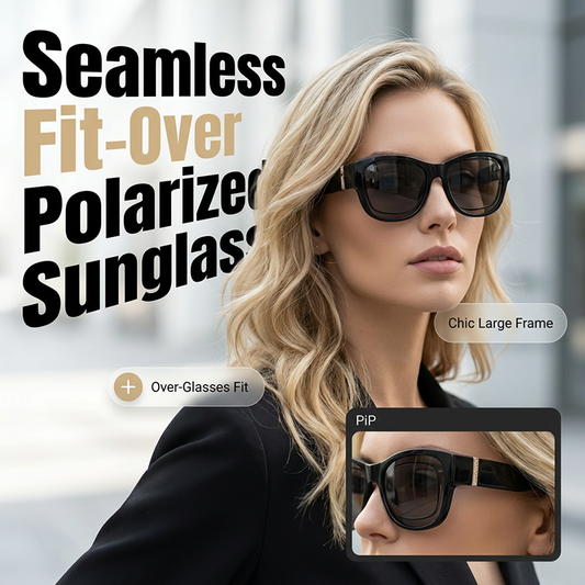 🏖️🔥 PROMO -50% ! Lunettes Soleil Polarisées Sur-Lunettes Femme – 9 Couches Anti-Reflets Eau Route Neige UV400, Grande Monture Glamour Hollywood, Matériaux Haute Qualité Charnières Renforcées · 4 Styles ✨