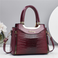 Women's Vintage Glossy Croc-Embossed Handbag