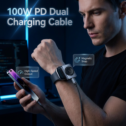 Câble de charge rapide 2 en 1 avec chargeur magnétique pour montre