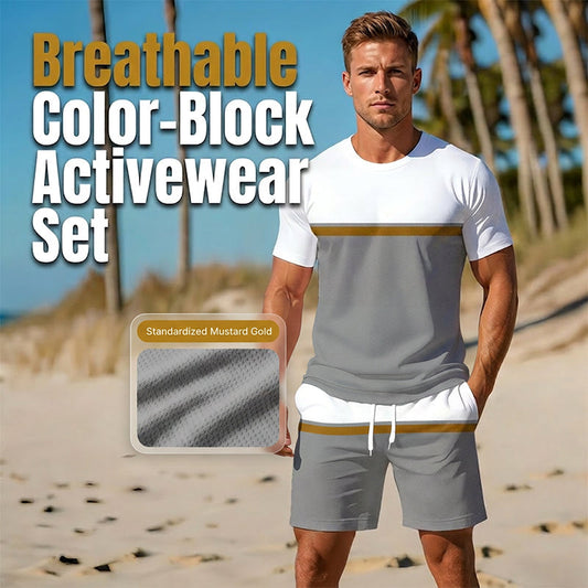 💪 PROMO LIMITÉE 50% DE RÉDUCTION ! 💥 Ensemble Sport Été Homme Color-Block – Micro-Maillet, Coupe Ergonomique, Cordon de Serrage ✨