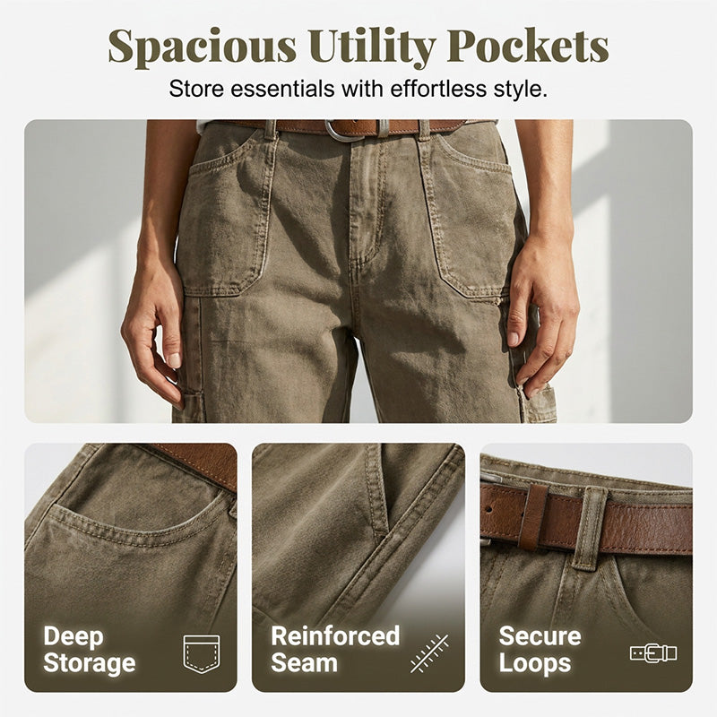 🔥👖 PROMO FLASH 55% ! Pantalons Cargo Capri Décontractés – Coupe Ample, Poches Multiples, Tissu Respirant, 6 Tailles, Idéaux Été & Quotidien 🌿