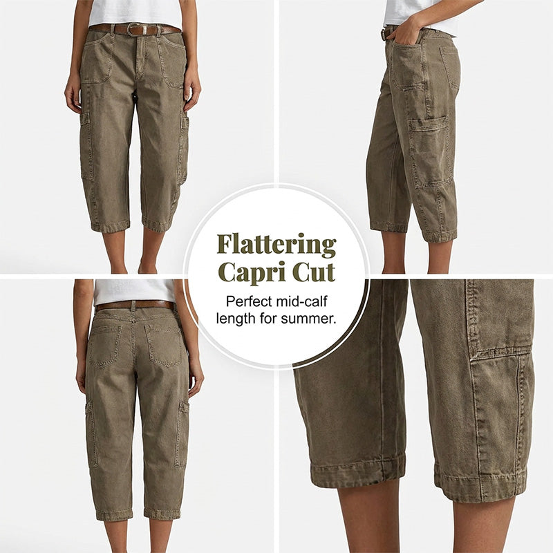 🔥👖 PROMO FLASH 55% ! Pantalons Cargo Capri Décontractés – Coupe Ample, Poches Multiples, Tissu Respirant, 6 Tailles, Idéaux Été & Quotidien 🌿
