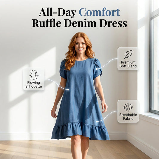👗✨Robe élégante en denim délavé – Une élégance décontractée au quotidien💙