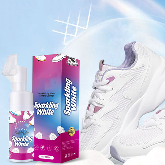 Nettoyant pour chaussures blanc en mousse sans eau avec brosse