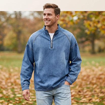 👕Sweat-shirt à demi-zip pour homme, effet vintage – Sweat-shirt décontracté au style urbain ✨