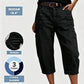 📢👖 PROMO FLASH 52% ! Pantalon Jean Court Extensible Femme – Coupe Barrel Décontractée, Taille Mi-Haute, Poches Multiples, 2 Coloris, Tailles S-3XL, Idéal Quotidien ✨