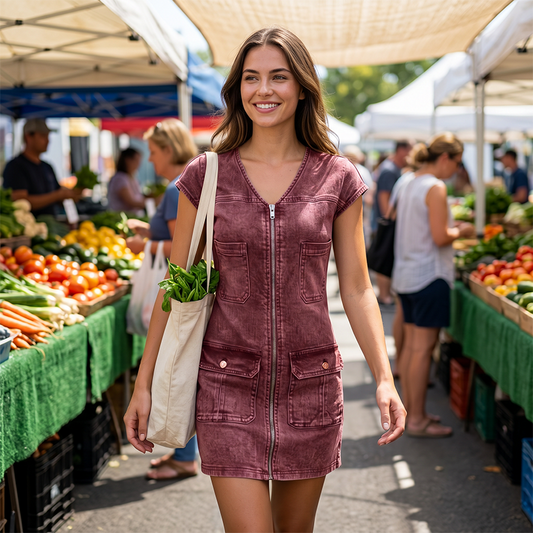 🏃‍♀️ Un véritable succès ! N’hésitez pas ! Robe décontractée à manches courtes et fermeture éclair pour femme