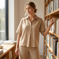 👗Ensemble femme composé d'une blouse boutonnée et d'un pantalon à jambes larges – Une tenue chic en deux pièces ✨