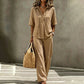 👗Ensemble femme composé d'une blouse boutonnée et d'un pantalon à jambes larges – Une tenue chic en deux pièces ✨