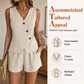 🔥-50%👗 Ensemble 2 Pièces Femme Gilet Sans Manches Col V à Boutons + Short Décontracté – Tissu Texturé Léger