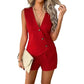🔥-50%👗 Ensemble 2 Pièces Femme Gilet Sans Manches Col V à Boutons + Short Décontracté – Tissu Texturé Léger