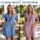 🔥-50%👗 Robe Chemise Jean Femme Décontractée – Col Rabattu Manches Courtes Poches Intégrées🌿 pour le quotidien