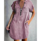 🔥-50%👗 Robe Chemise Jean Femme Décontractée – Col Rabattu Manches Courtes Poches Intégrées🌿 pour le quotidien