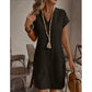 Robe chemise décontractée à col en V et boutons pour femme