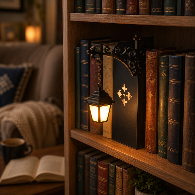 🏆 50 % DE RÉDUCTION EN CE MOMENT ! 💝Serre-livres Lampadaire Rétro Miniature avec Lumière