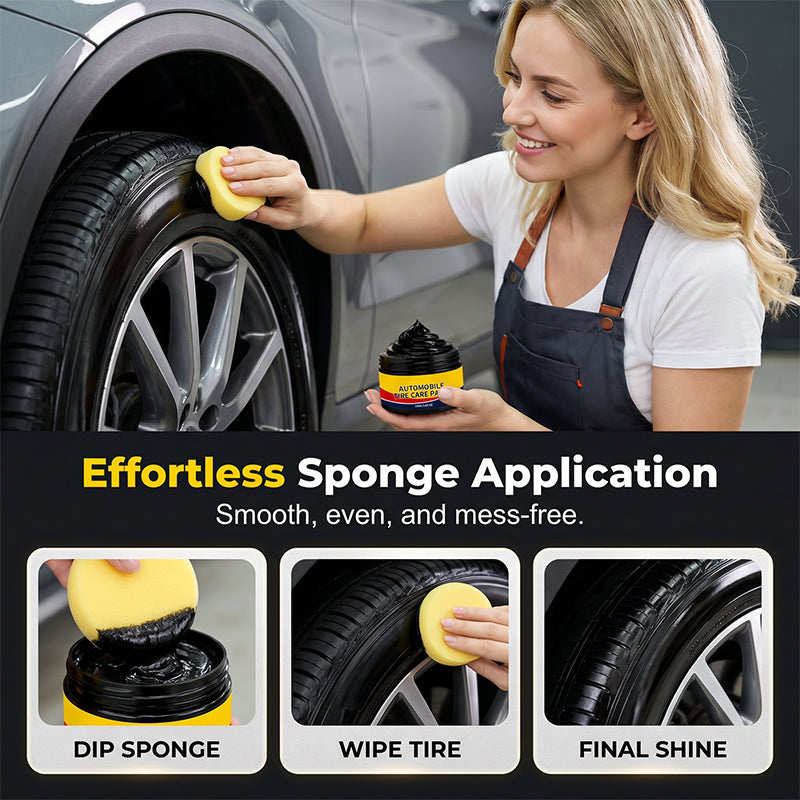 Pâte rénovatrice et lustrante pour pneus de voiture