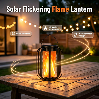 🔥☀️ Lanterne solaire à flamme vacillante étanche, lumière décorative réaliste pour jardin, terrasse et extérieur ✨