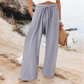 Pantalon décontracté à taille haute et jambes larges pour femme
